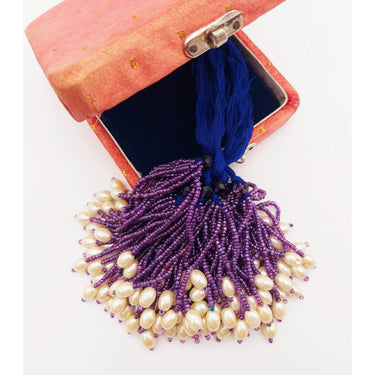 Violet Purple Bead Tassels Latkan, Indian Latkans, Beaded Danglers